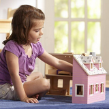 Melissa & Doug Fold and Go Dollhouse-Dollhouse-Melissa and Doug-Dollhouse,Dollhouses,Melissa & Doug,New,New Boxed Sets-Enjoy a "home away from home" with this delightful wooden dollhouse. Mini Wooden Furnished Dollhouse. Two flexible, wooden play figures live in this house, complete with 11 pieces of wooden furniture. The dollhouse opens for easy access and folds closed for convenient storage. Details Portable wooden dollhouse opens wide for easy play access and closes up to take with you. Comes fully furni