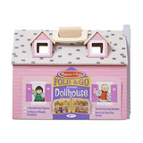 Melissa & Doug Fold and Go Dollhouse-Dollhouse-Melissa and Doug-Dollhouse,Dollhouses,Melissa & Doug,New,New Boxed Sets-Enjoy a "home away from home" with this delightful wooden dollhouse. Mini Wooden Furnished Dollhouse. Two flexible, wooden play figures live in this house, complete with 11 pieces of wooden furniture. The dollhouse opens for easy access and folds closed for convenient storage. Details Portable wooden dollhouse opens wide for easy play access and closes up to take with you. Comes fully furni