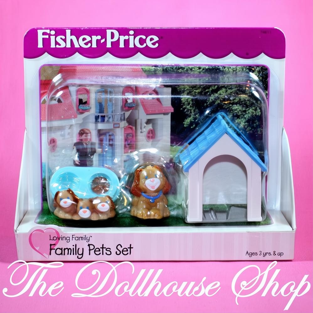 New Fisher Price Loving Family Dollhouse Family Pet Set Dog Kennel