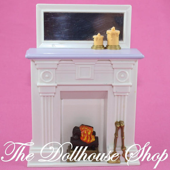 Fisher Price Loving Family Dollhouse White Fireplace Mantel Living Room Fire Pit-Toys & Hobbies:Preschool Toys & Pretend Play:Fisher-Price:1963-Now:Dollhouses-Fisher-Price-Dollhouse, Fisher Price, Holidays & Seasonal, Living Room, Loving Family, Sweet sounds, Used, White-The Dollhouse Shop