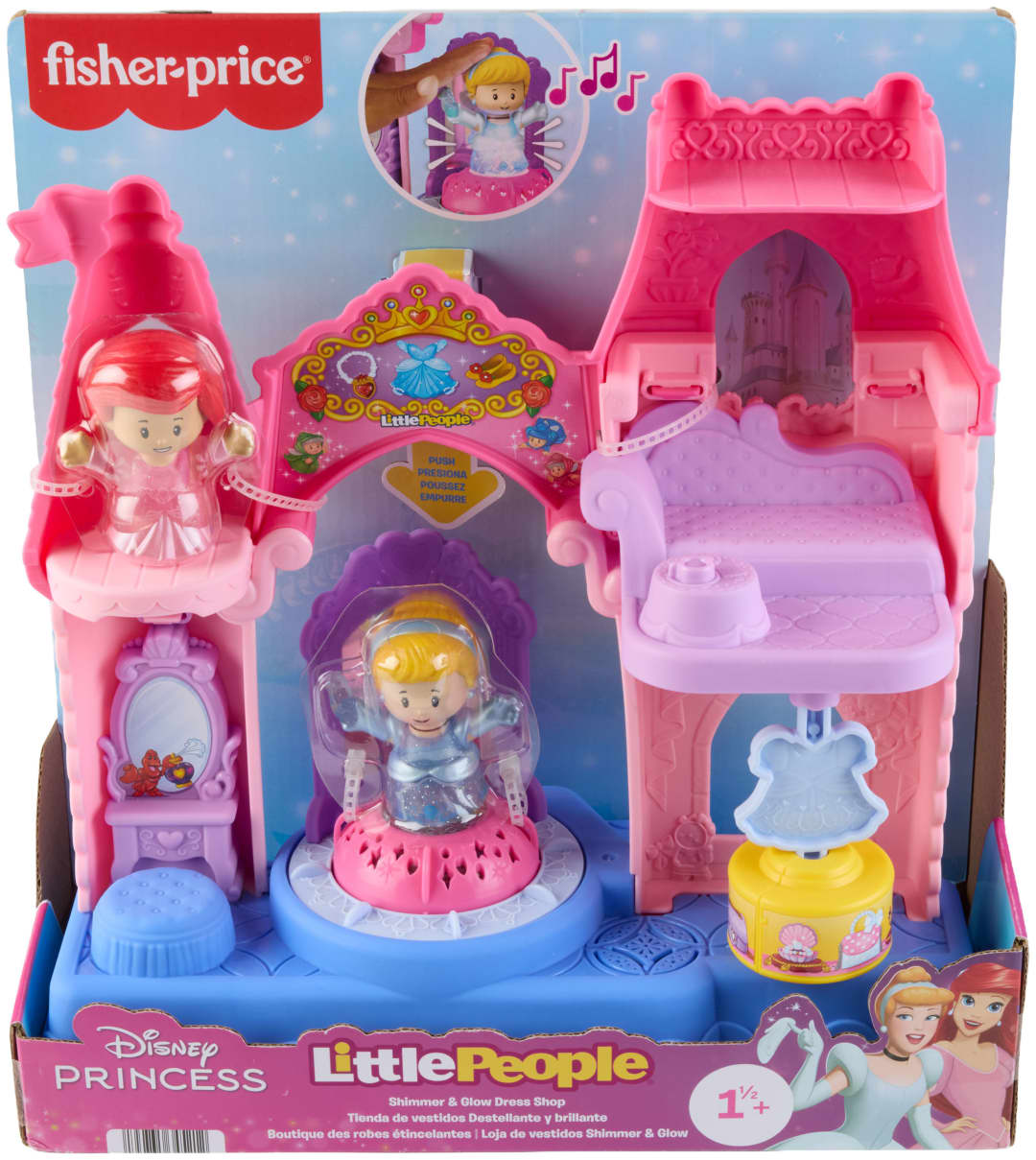 Fisher-Price Little People Disney Princess Shimmer & Glow Dress Shop Toddler Playset & 2 Figures-The Dollhouse Shop