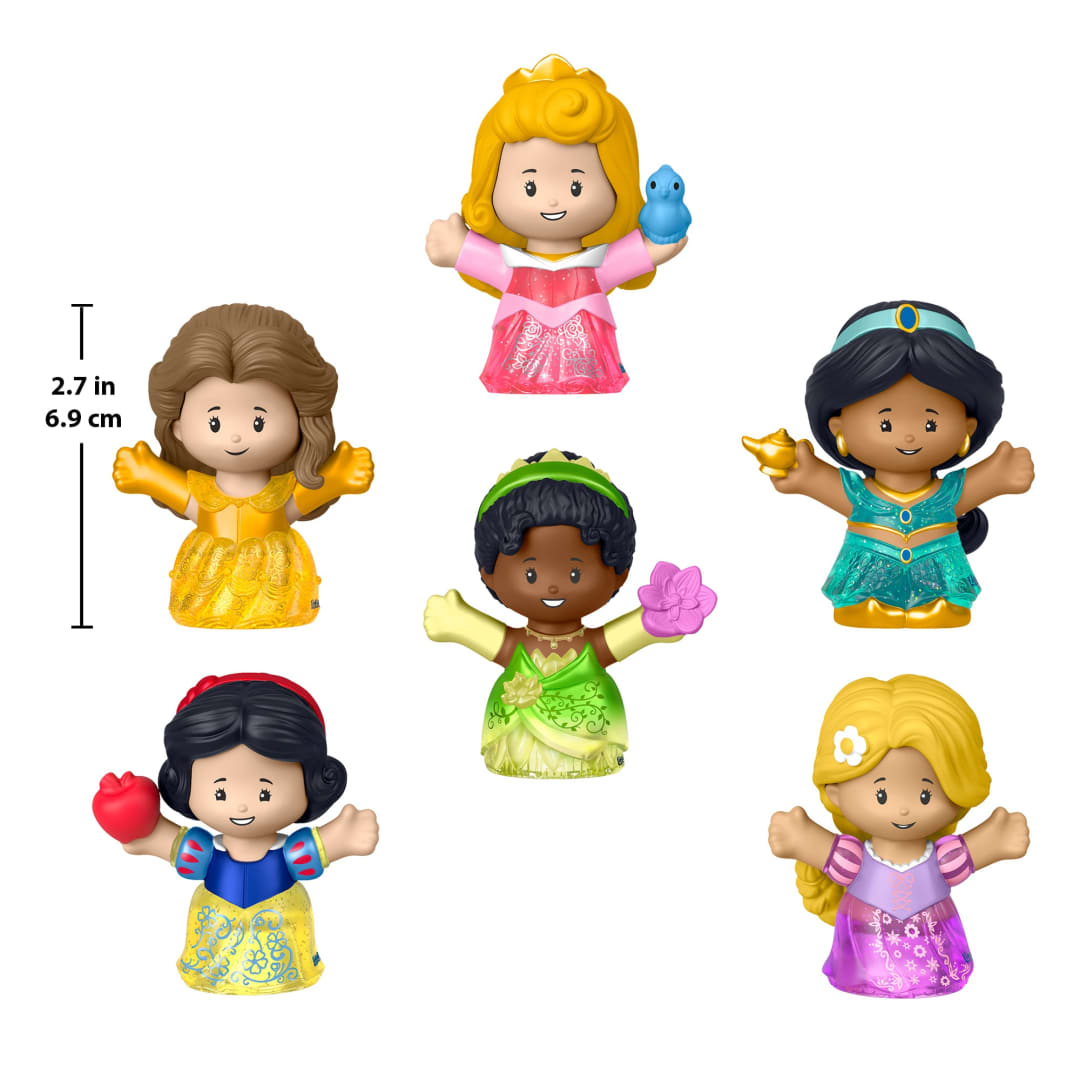 Fisher-Price Little People Disney Princess Shimmer Gowns Figure Set, 6 Characters-The Dollhouse Shop