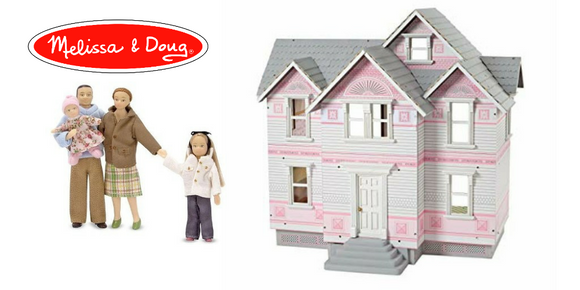 Shop melissa and Doug Victorian heirloom classic pink white doll house dollhouse dolls accessories furniture largest selection people figures