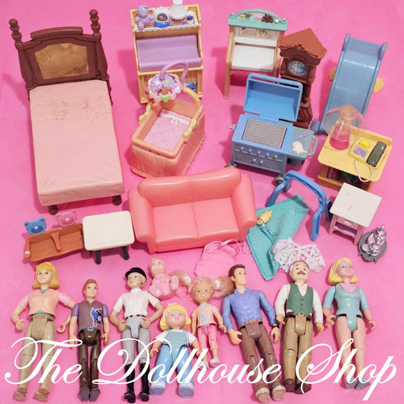 CLEARANCE Fisher Price Loving Family Dollhouse Doll People furniture lot M-Toys & Hobbies:Preschool Toys & Pretend Play:Fisher-Price:1963-Now:Dollhouses-Fisher-Price-Clearance,Dollhouse,Dolls,Dream Dollhouse,Fisher Price,Loving Family,Sold as is - Damaged Lots,Used-The Dollhouse Shop