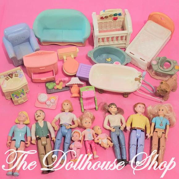 CLEARANCE Fisher Price Loving Family Dollhouse Doll People furniture lot N-Toys & Hobbies:Preschool Toys & Pretend Play:Fisher-Price:1963-Now:Dollhouses-Fisher-Price-Clearance,Dollhouse,Dolls,Dream Dollhouse,Fisher Price,Loving Family,Sold as is - Damaged Lots,Used-The Dollhouse Shop