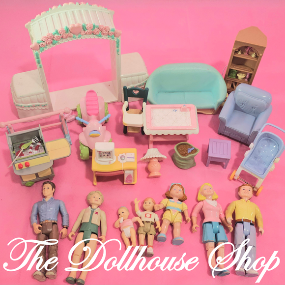 CLEARANCE Fisher Price Loving Family Dollhouse Doll People furniture lot R-Toys & Hobbies:Preschool Toys & Pretend Play:Fisher-Price:1963-Now:Dollhouses-Fisher-Price-Clearance, Dollhouse, Dolls, Dream Dollhouse, Fisher Price, Loving Family, Sold as is - Damaged Lots, Used-The Dollhouse Shop