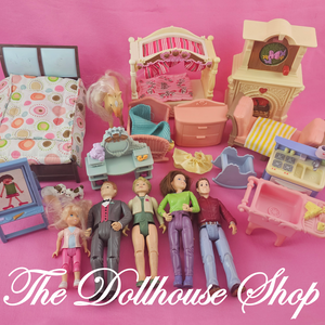 CLEARANCE Fisher Price Loving Family Dollhouse Doll People furniture lot d-Toys & Hobbies:Preschool Toys & Pretend Play:Fisher-Price:1963-Now:Dollhouses-Fisher-Price-Clearance, Dollhouse, Dolls, Dream Dollhouse, Fisher Price, Loving Family, Sold as is - Damaged Lots, Used-The Dollhouse Shop