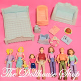 CLEARANCE Playskool Dollhouse Doll People furniture bed lot-Toys & Hobbies:Preschool Toys & Pretend Play:Playskool-Playskool-Clearance, Dollhouse, Dolls, Playskool Dollhouse, Sold as is - Damaged Lots, Used-The Dollhouse Shop