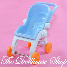 FIsher Price Loving Family Dollhouse Nursery Blue Baby Doll Stroller Pram-Toys & Hobbies:Preschool Toys & Pretend Play:Fisher-Price:1963-Now:Dollhouses-Fisher-Price-Blue,Dollhouse,Fisher Price,Loving Family,Nursery,Used-The Dollhouse Shop