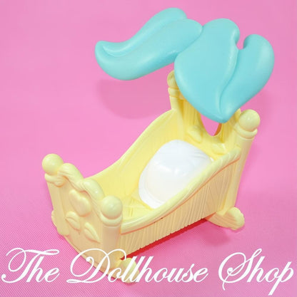 Fisher Price Hideaway Hollow Dollhouse Yellow Nursery Crib Cradle Baby Bed-The Dollhouse Shop