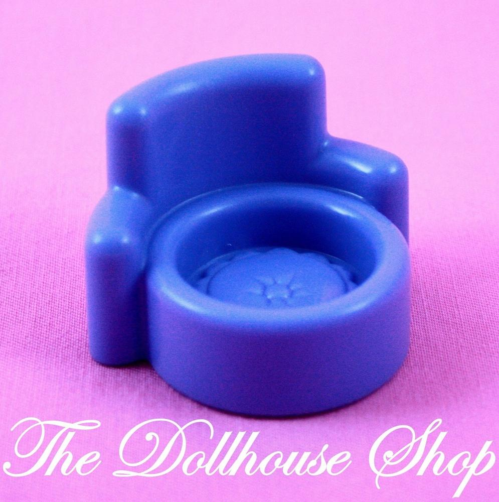 Fisher Price Little People Dollhouse Home Blue Dining Chair-Toys & Hobbies:Preschool Toys & Pretend Play:Fisher-Price:1963-Now:Little People (1997-Now)-Fisher-Price-Dining Room,Dollhouse,Fisher Price,Little People,Living Room,Used-The Dollhouse Shop