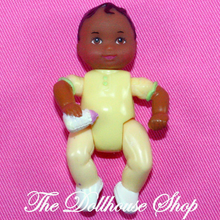 Fisher Price Loving Family African American Sweet Sounds Dollhouse Yellow Baby Doll-Toys & Hobbies:Preschool Toys & Pretend Play:Fisher-Price:1963-Now:Dollhouses-Fisher-Price-Baby,Dollhouse,Dolls,Fisher Price,Girl Dolls,Loving Family,Nursery Room,Sweet Sounds,Used,Yellow-The Dollhouse Shop