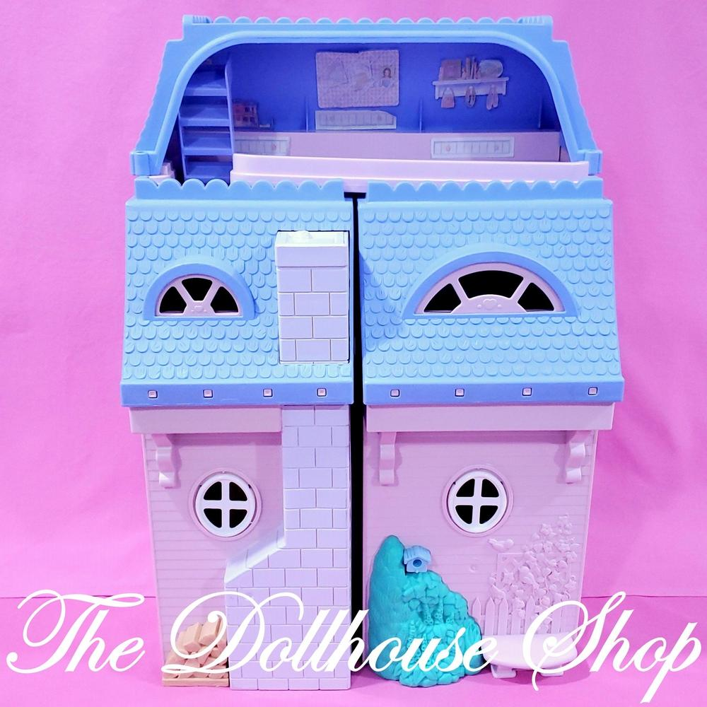 Fisher Price Loving Family Classic Dollhouse Pink House w/ Blue roof-Toys & Hobbies:Preschool Toys & Pretend Play:Fisher-Price:1963-Now:Dollhouses-Fisher-Price-Classic Dollhouse,Dollhouse,Dollhouses,Fisher Price,Loving Family,Used-The Dollhouse Shop