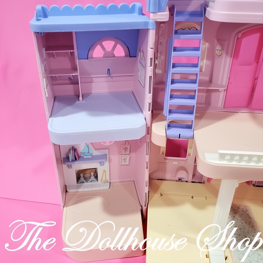 Fisher Price Loving Family Classic Dollhouse Pink House w/ Blue roof-The Dollhouse Shop