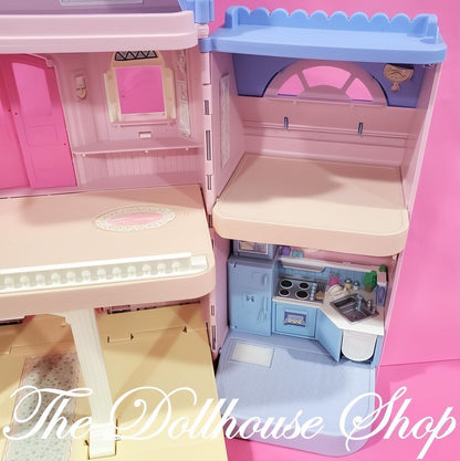 Fisher Price Loving Family Classic Dollhouse Pink House w/ Blue roof-The Dollhouse Shop