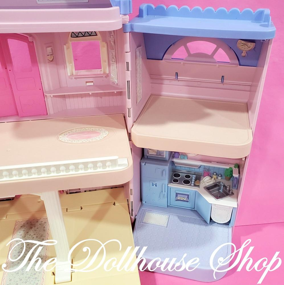 Fisher Price Loving Family Classic Dollhouse Pink House w/ Blue roof-Toys & Hobbies:Preschool Toys & Pretend Play:Fisher-Price:1963-Now:Dollhouses-Fisher-Price-Classic Dollhouse,Dollhouse,Dollhouses,Fisher Price,Loving Family,Used-The Dollhouse Shop