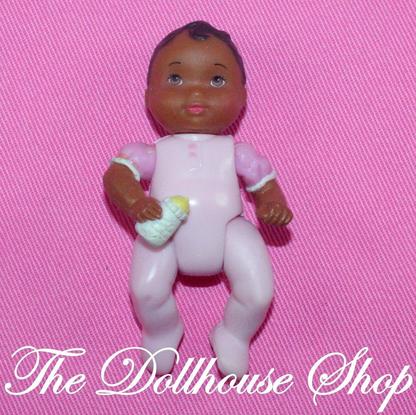 Fisher Price Loving Family Dollhouse African American Baby Girl Pink Doll People-Toys & Hobbies:Preschool Toys & Pretend Play:Fisher-Price:1963-Now:Dollhouses-Fisher-Price-African American,Baby,Dollhouse,Dolls,Fisher Price,Girl Dolls,Loving Family,Twin Time,Twins,Used-The Dollhouse Shop