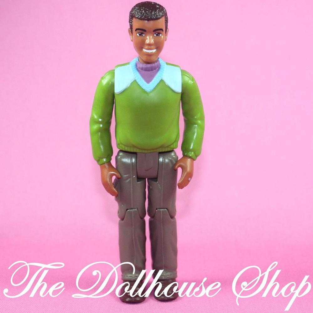 Fisher Price Loving Family Dollhouse African American Dad Father Doll-Toys & Hobbies:Preschool Toys & Pretend Play:Fisher-Price:1963-Now:Dollhouses-Fisher-Price-African American,Dollhouse,Dolls,Father,Fisher Price,Grand Mansion,Green,Loving Family,Used-The Dollhouse Shop