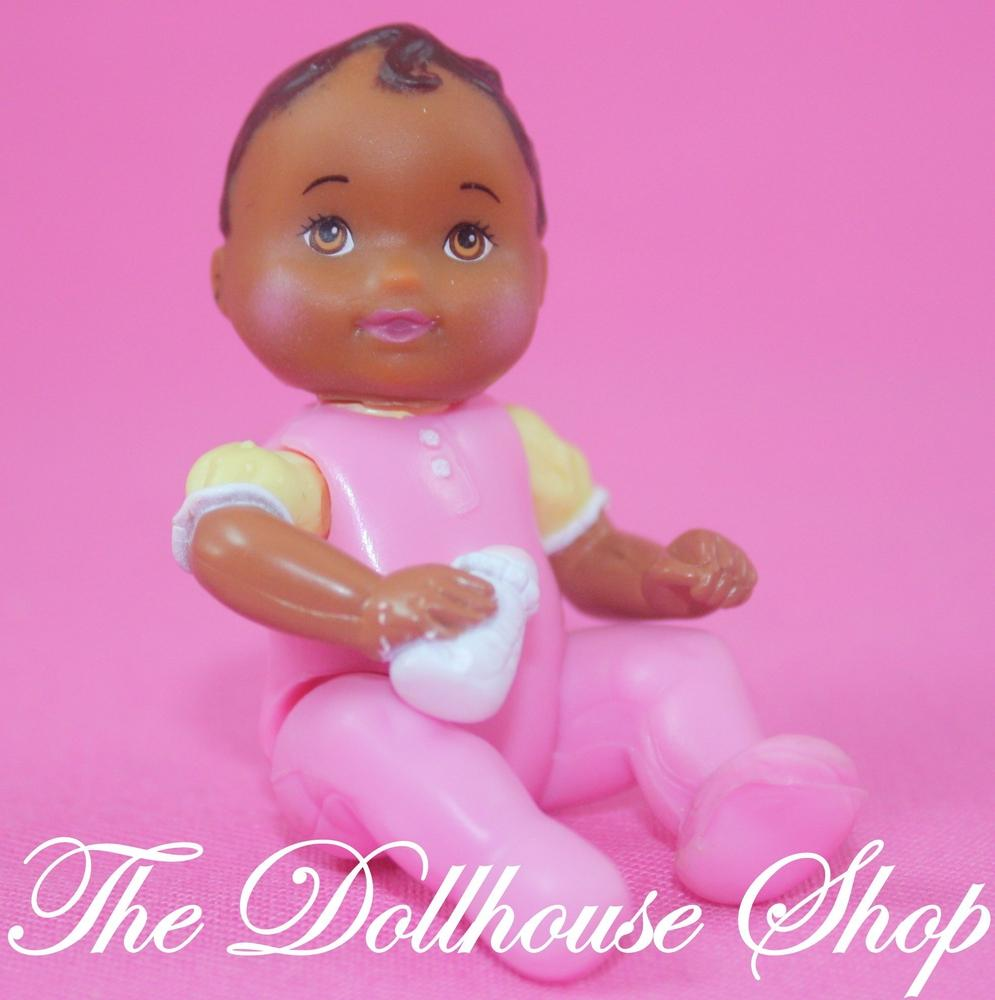 Fisher Price Loving Family Dollhouse African American Pink Baby Girl Twin Doll-Toys & Hobbies:Preschool Toys & Pretend Play:Fisher-Price:1963-Now:Dollhouses-Fisher-Price-African American,Baby,Dollhouse,Dolls,Fisher Price,Girl Dolls,Loving Family,Nursery,Twin Time,Twins,Used-The Dollhouse Shop