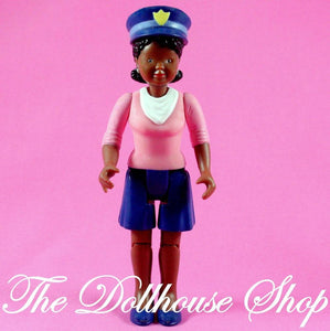 Fisher Price Loving Family Dollhouse African American Police Officer Doll Woman-Toys & Hobbies:Preschool Toys & Pretend Play:Fisher-Price:1963-Now:Dollhouses-Fisher-Price-African American, Brown Hair, Dollhouse, Dolls, Dream Dollhouse, Fisher Price, Loving Family, Mother, Used, Village Police Office & Vendor Sets-The Dollhouse Shop