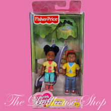 Fisher Price Loving Family Dollhouse African American Sister Brother Sibling Dolls-Toys & Hobbies:Preschool Toys & Pretend Play:Fisher-Price:1963-Now:Dollhouses-Fisher-Price-African American,Boy Dolls,Brother,Dollhouse,Dolls,Fisher Price,Girl Dolls,Loving Family,New,New Boxed Sets,Twin Dolls,Twin Time-Fisher Price Loving Family Twin Time Dollhouse furniture and accessories Side-by-Side Siblings Set includes blonde twin girl and boy doll figures. This brother and sister are ready for lots of fun together in 