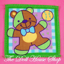 Fisher Price Loving Family Dollhouse Baby Doll Green Teddy Bear Blanket Nursery-Toys & Hobbies:Preschool Toys & Pretend Play:Fisher-Price:1963-Now:Dollhouses-Fisher-Price-Blankets & Rugs,Dollhouse,Fisher Price,Kids Bedroom,Loving Family,Nursery Room,Used-The Dollhouse Shop