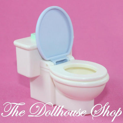 Fisher Price Loving Family Dollhouse Bathroom Blue White Doll's Toilet-Toys & Hobbies:Preschool Toys & Pretend Play:Fisher-Price:1963-Now:Dollhouses-Fisher-Price-Bathroom,Bathroom & Laundry Room,Dollhouse,Fisher Price,Loving Family,Used-Fisher Price Loving Family Dollhouse blue & white toilet with opening lid for fun pretend play. Shop now at The Dollhouse Shop for great dollhouse toys!-The Dollhouse Shop
