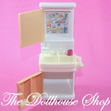 Fisher Price Loving Family Dollhouse Bathroom Brown Vanity Sink with Mirror-Toys & Hobbies:Preschool Toys & Pretend Play:Fisher-Price:1963-Now:Dollhouses-Fisher-Price-Bathroom,Brown,Dollhouse,Fisher Price,Loving Family,Twin Time,Used-The Dollhouse Shop