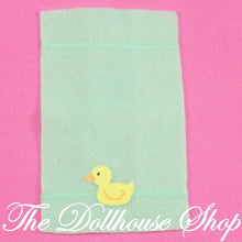 Fisher Price Loving Family Dollhouse Bathroom Green Duck Baby Bath Towel-Toys & Hobbies:Preschool Toys & Pretend Play:Fisher-Price:1963-Now:Dollhouses-Fisher-Price-Bathroom,Dollhouse,Fisher Price,Green,Loving Family,Nursery Room,Used-Fisher Price Loving Family Dollhouse green ducky bath towel for doll's bathroom. Perfect for playtime fun! Shop now at The Dollhouse Shop!-The Dollhouse Shop