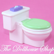 Fisher Price Loving Family Dollhouse Bathroom Green White Doll's Toilet-Toys & Hobbies:Preschool Toys & Pretend Play:Fisher-Price:1963-Now:Dollhouses-Fisher-Price-Bathroom,Dollhouse,Fisher Price,Loving Family,Used-The Dollhouse Shop