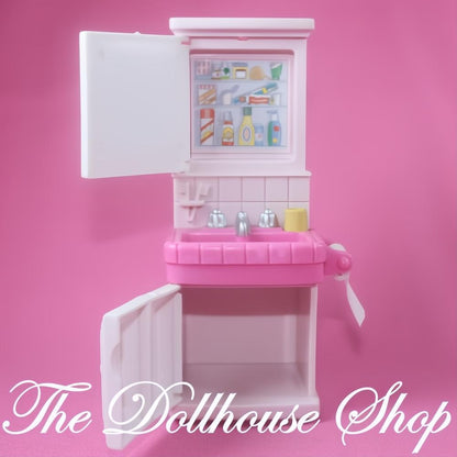Fisher-Price Loving Family Dollhouse Bathroom Pink Vanity Sink with Mirror-The Dollhouse Shop