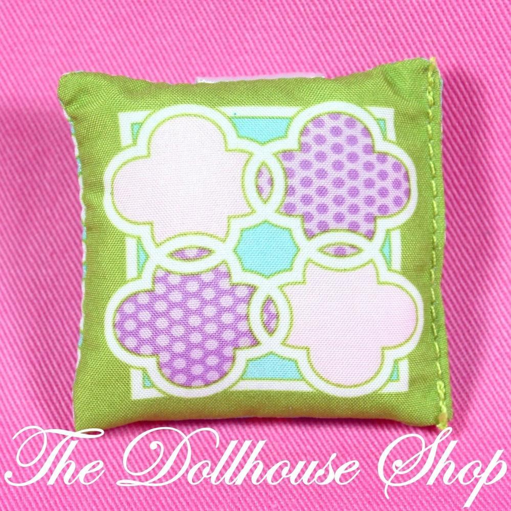 Fisher Price Loving Family Dollhouse Bedroom Throw Pillow Sofa Cushion-Toys & Hobbies:Preschool Toys & Pretend Play:Fisher-Price:1963-Now:Dollhouses-Fisher-Price-Bedroom,Dollhouse,Fisher Price,Green,Kids Bedroom,Living Room,Loving Family,Pillows,Soft Furnishings,Used-Fisher Price Loving Family Dollhouse green sofa cushion for playrooms. Perfect for dollhouses. Find it now at The Dollhouse Shop! Safe for kids 3+.-The Dollhouse Shop