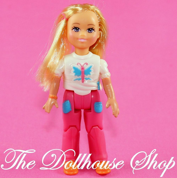 Fisher Price Loving Family Dollhouse Blonde Girl Sister Doll Pink Pants People-Toys & Hobbies:Preschool Toys & Pretend Play:Fisher-Price:1963-Now:Dollhouses-Fisher-Price-Blonde Hair,Dollhouse,Dolls,Fisher Price,Girl Dolls,Grand Mansion,Loving Family,Twin Time,Used-The Dollhouse Shop
