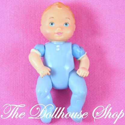 Fisher Price Loving Family Dollhouse Blue Baby Boy Blonde Doll Nursery People-Toys & Hobbies:Preschool Toys & Pretend Play:Fisher-Price:1963-Now:Dollhouses-Fisher-Price-Baby,Blonde Hair,Blue,Boy Dolls,Dollhouse,Dolls,Fisher Price,Loving Family,Twin Time,Twins,Used-The Dollhouse Shop
