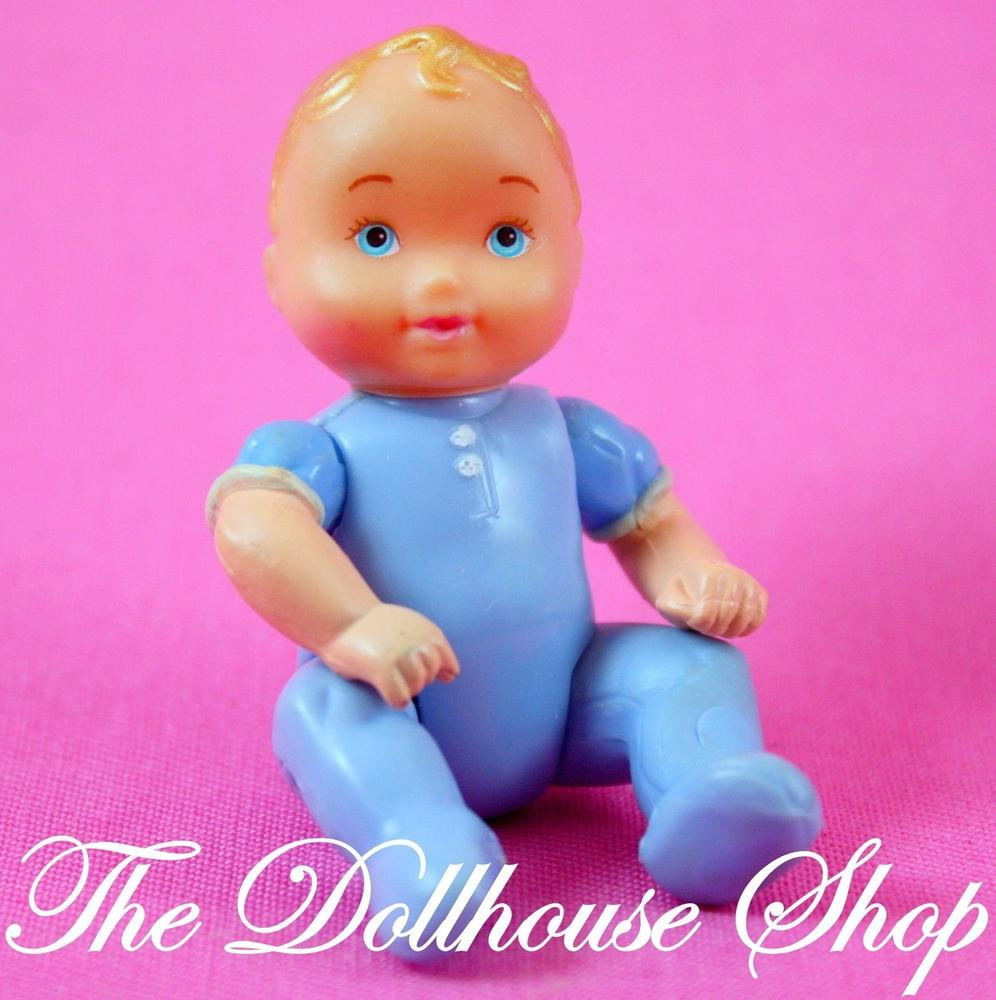 Fisher Price Loving Family Dollhouse Blue Baby Boy Blonde Doll Nursery People-Toys & Hobbies:Preschool Toys & Pretend Play:Fisher-Price:1963-Now:Dollhouses-Fisher-Price-Baby,Blonde Hair,Blue,Boy Dolls,Dollhouse,Dolls,Fisher Price,Loving Family,Twin Time,Twins,Used-The Dollhouse Shop