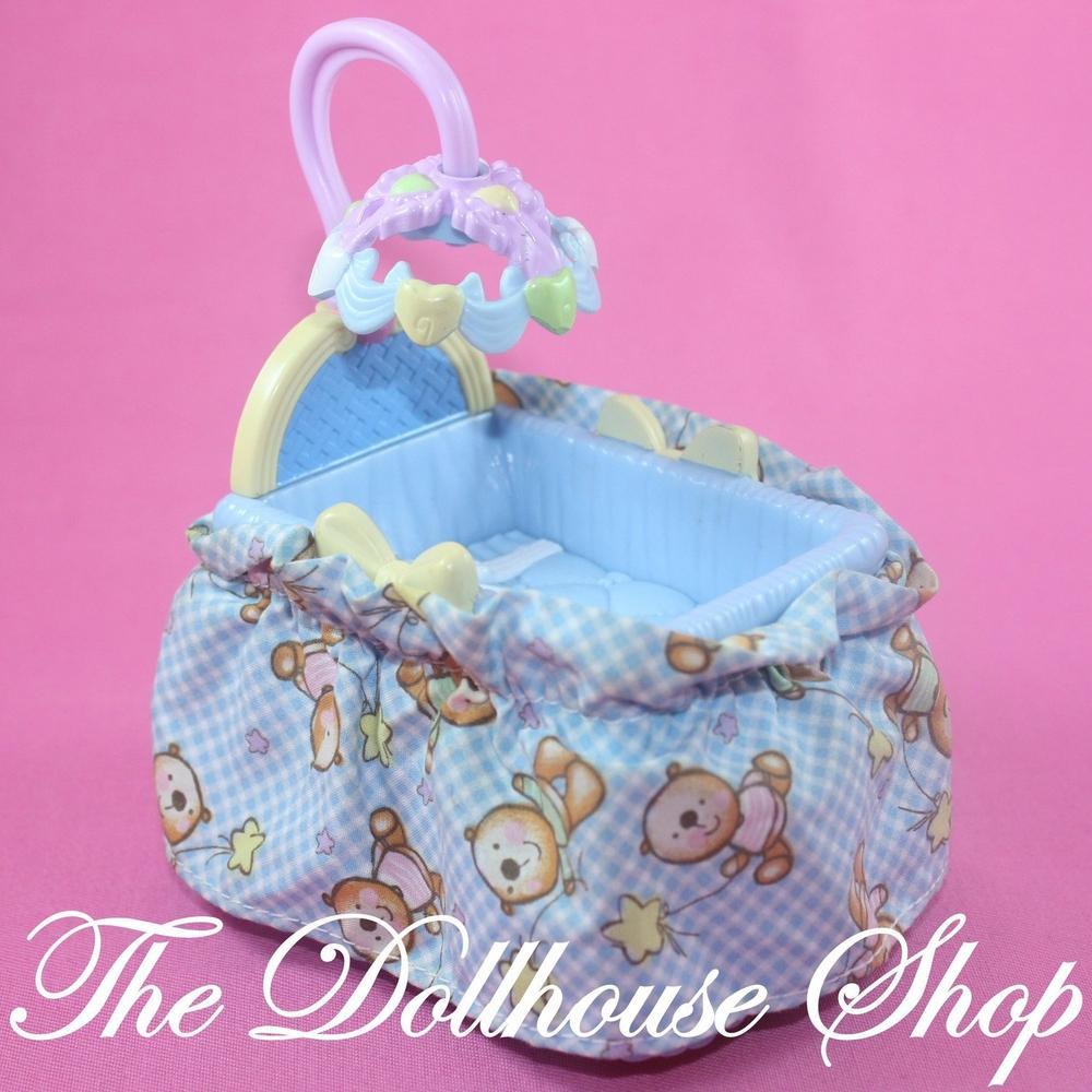 Fisher Price Loving Family Dollhouse Blue Baby Boy Doll Crib Cradle Cot Nursery-Toys & Hobbies:Preschool Toys & Pretend Play:Fisher-Price:1963-Now:Dollhouses-Fisher-Price-Baby,Blue,Cribs & Cradles,Dollhouse,Fisher Price,Loving Family,Nursery Room,Used-Fisher Price Loving Family Dollhouse Blue Baby Boy Doll Crib with mobile, perfect for 2-inch dolls. Find it now at The Dollhouse Shop!-The Dollhouse Shop