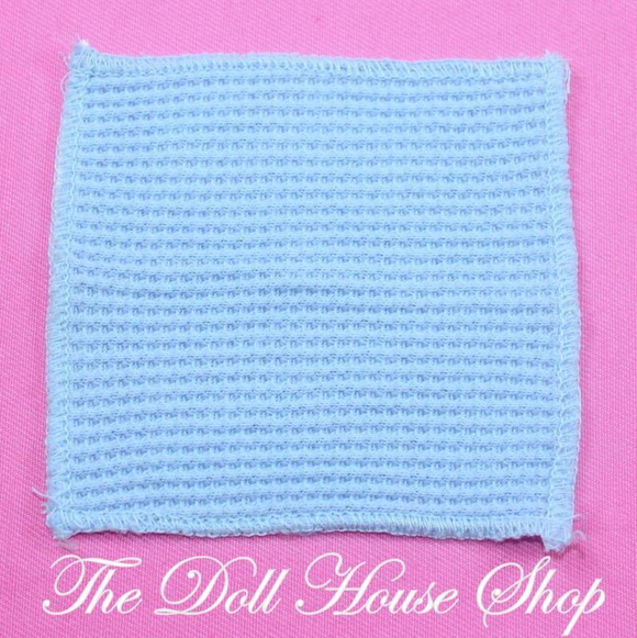 Fisher Price Loving Family Dollhouse Blue Baby Doll Nursery Waffle Blanket-Toys & Hobbies:Preschool Toys & Pretend Play:Fisher-Price:1963-Now:Dollhouses-Fisher-Price-Blankets & Rugs,Dollhouse,Fisher Price,Kids Bedroom,Loving Family,Nursery Room,Used-The Dollhouse Shop