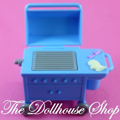 Fisher Price Loving Family Dollhouse Blue Barbecue BBQ Grill Backyard-Toys & Hobbies:Preschool Toys & Pretend Play:Fisher-Price:1963-Now:Dollhouses-Fisher-Price-Backyard Fun,Dollhouse,Fisher Price,Loving Family,Outdoor Furniture,Used-The Dollhouse Shop