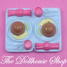 Fisher Price Loving Family Dollhouse Blue Food Tray with Burgers Drinks-Toys & Hobbies:Preschool Toys & Pretend Play:Fisher-Price:1963-Now:Dollhouses-Fisher-Price-Blue,Dollhouse,Fisher Price,Food Accessories,Grand Mansion,Kitchen,Loving Family,Sweet Sounds,Twin Time,Used-The Dollhouse Shop