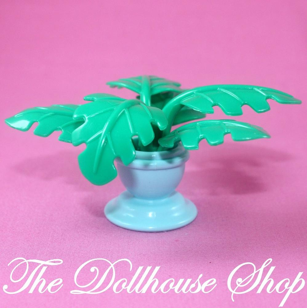 Fisher Price Loving Family Dollhouse Blue Potted Plant Vase Flower Tree Pot-Toys & Hobbies:Preschool Toys & Pretend Play:Fisher-Price:1963-Now:Dollhouses-Fisher-Price-Dollhouse,Dream Dollhouse,Fisher Price,Loving Family,Plants and Vases,Used-The Dollhouse Shop