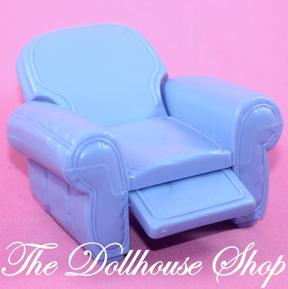 Fisher Price Loving Family Dollhouse Blue Recliner Sofa Chair Living Room-Toys & Hobbies:Preschool Toys & Pretend Play:Fisher-Price:1963-Now:Dollhouses-Fisher-Price-Blue,Chairs,Dollhouse,Fisher Price,Living Room,Loving Family,Used-The Dollhouse Shop