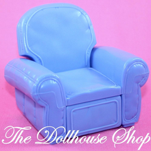 Fisher Price Loving Family Dollhouse Blue Recliner Sofa Chair Living Room-Toys & Hobbies:Preschool Toys & Pretend Play:Fisher-Price:1963-Now:Dollhouses-Fisher-Price-Blue,Chairs,Dollhouse,Fisher Price,Living Room,Loving Family,Used-The Dollhouse Shop