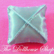 Fisher Price Loving Family Dollhouse Blue Satin Throw Pillow Doll Cushion-Toys & Hobbies:Preschool Toys & Pretend Play:Fisher-Price:1963-Now:Dollhouses-Fisher-Price-Bedroom,Blue,Dollhouse,Fisher Price,Kids Bedroom,Loving Family,Pillows,Twin Time-The Dollhouse Shop