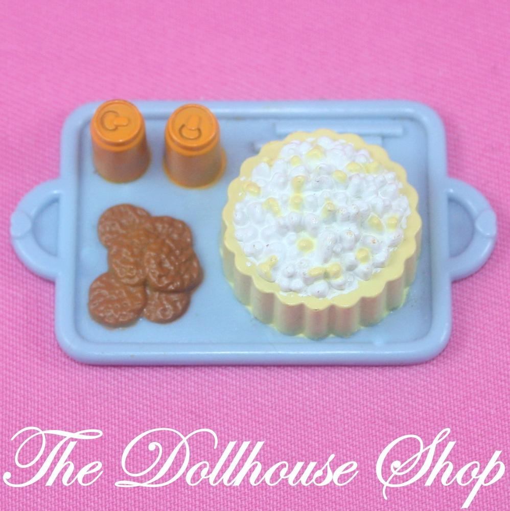 Fisher Price Loving Family Dollhouse Blue Snack Food Popcorn Drink Tray-Toys & Hobbies:Preschool Toys & Pretend Play:Fisher-Price:1963-Now:Dollhouses-Fisher-Price-Blue,Dollhouse,Fisher Price,Food Accessories,Kitchen,Loving Family,Twin Time,Used-The Dollhouse Shop