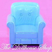 Fisher Price Loving Family Dollhouse Blue Sofa Armchair Living Room Seat-Toys & Hobbies:Preschool Toys & Pretend Play:Fisher-Price:1963-Now:Dollhouses-Fisher-Price-Blue,Chairs,Dollhouse,Fisher Price,Grand Mansion,Living Room,Loving Family,Twin Time,Used-The Dollhouse Shop