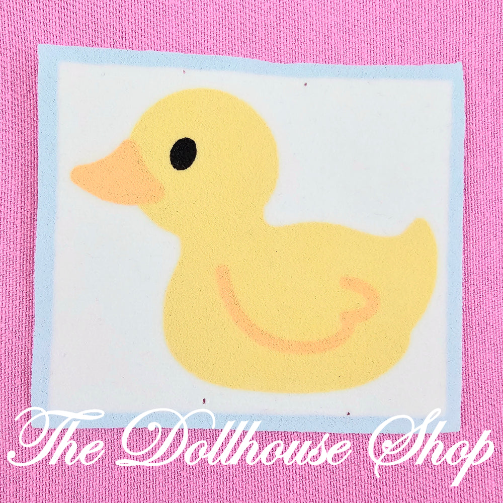 Fisher Price Loving Family Dollhouse Blue White Bathroom Duck Floor Rug Mat-Toys & Hobbies:Preschool Toys & Pretend Play:Fisher-Price:1963-Now:Dollhouses-Fisher-Price-Bathroom,Blankets & Rugs,Dollhouse,Fisher Price,Loving Family,Used-The Dollhouse Shop