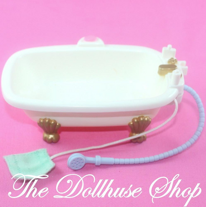 Fisher Price Loving Family Dollhouse Blue White Claw Foot Bath Tub Bathroom-Toys & Hobbies:Preschool Toys & Pretend Play:Fisher-Price:1963-Now:Dollhouses-Fisher-Price-Bathroom,Dollhouse,Fisher Price,Loving Family,Used,White-The Dollhouse Shop