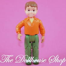 Fisher Price Loving Family Dollhouse Boy Brother Doll Orange Top Green Pants-Toys & Hobbies:Preschool Toys & Pretend Play:Fisher-Price:1963-Now:Dollhouses-Fisher-Price-Boy Dolls,Brown Hair,Dollhouse,Dolls,Fisher Price,Loving Family,orange,Used-The Dollhouse Shop