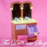 Fisher Price Loving Family Dollhouse Brown Bathroom Vanity Sink-Toys & Hobbies:Preschool Toys & Pretend Play:Fisher-Price:1963-Now:Dollhouses-Fisher-Price-Bathroom,Brown,Dollhouse,Fisher Price,Loving Family,Twin Time,Used-The Dollhouse Shop