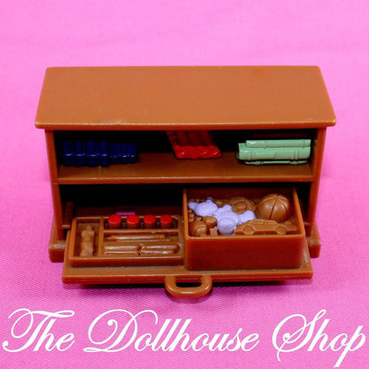 Fisher Price Loving Family Dollhouse Brown Craft Bookshelf Kids Bedroom-Toys & Hobbies:Preschool Toys & Pretend Play:Fisher-Price:1963-Now:Dollhouses-Fisher-Price-Brown,Dollhouse,Fisher Price,Living Room,Loving Family,Office,Used-Fisher Price Loving Family Dollhouse Brown Craft Bookshelf with sliding tray for creative play. Find it now at The Dollhouse Shop, perfect for kids!-The Dollhouse Shop